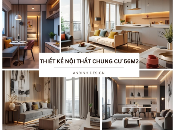 Mẫu thiết kế nội thất chung cư 56m2 thông minh