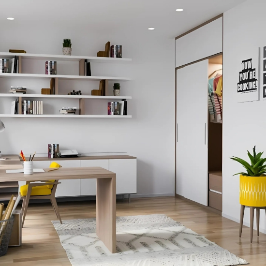Mẫu thiết kế phòng làm việc tối giản