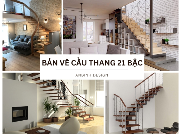 Thiết kế bản vẽ cầu thang 21 bậc đúng chuẩn