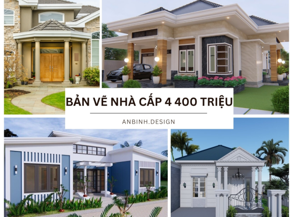 Bản vẽ nhà cấp 4 400 triệu được ưa chuộng