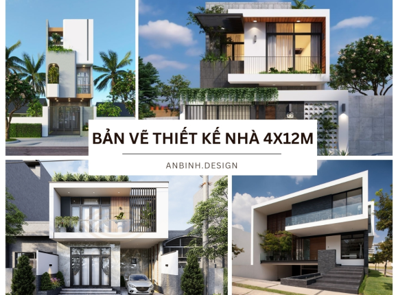 Mẫu bản vẽ thiết kế nhà 4x12m tối ưu diện tích