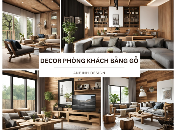 Mẫu decor phòng khách bằng gỗ ấn tượng, độc đáo