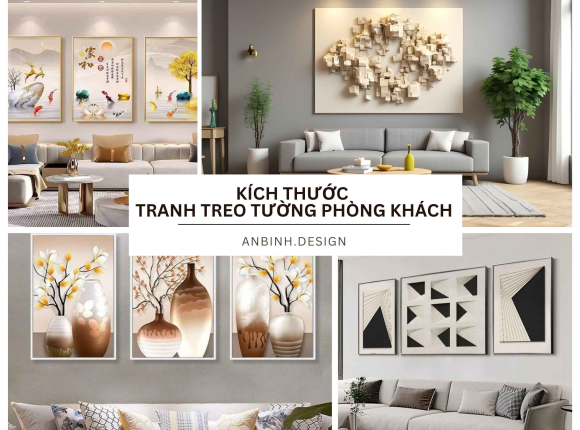 Kích thước tranh treo tường phòng khách CHUẨN theo diện tích