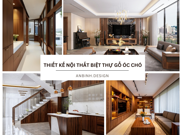 Mẫu thiết kế nội thất biệt thự gỗ óc chó