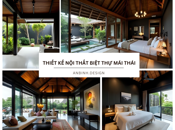 Thiết kế nội thất biệt thự mái thái