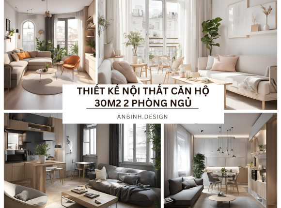 Thiết kế nội thất căn hộ 30m2 2 phòng ngủ