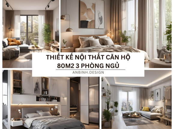 Thiết kế nội thất căn hộ 80m2 3 phòng ngủ