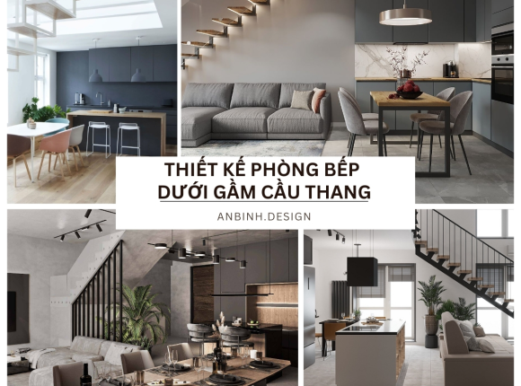 Thiết kế nội thất phòng bếp dưới gầm cầu thang
