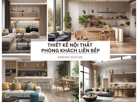 Thiết Kế Nội Thất Phòng Khách Liền Bếp Tiện Nghi
