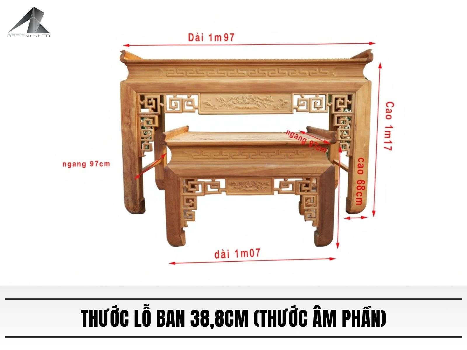Thước lỗ ban 38,8cm (Thước âm phần)