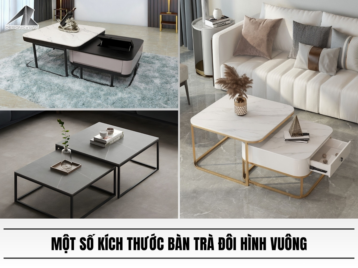 Kích thước bàn trà đôi hình vuông