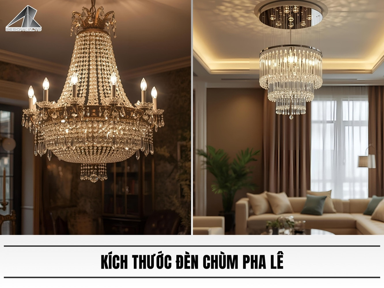 Kích thước đèn chùm pha lê