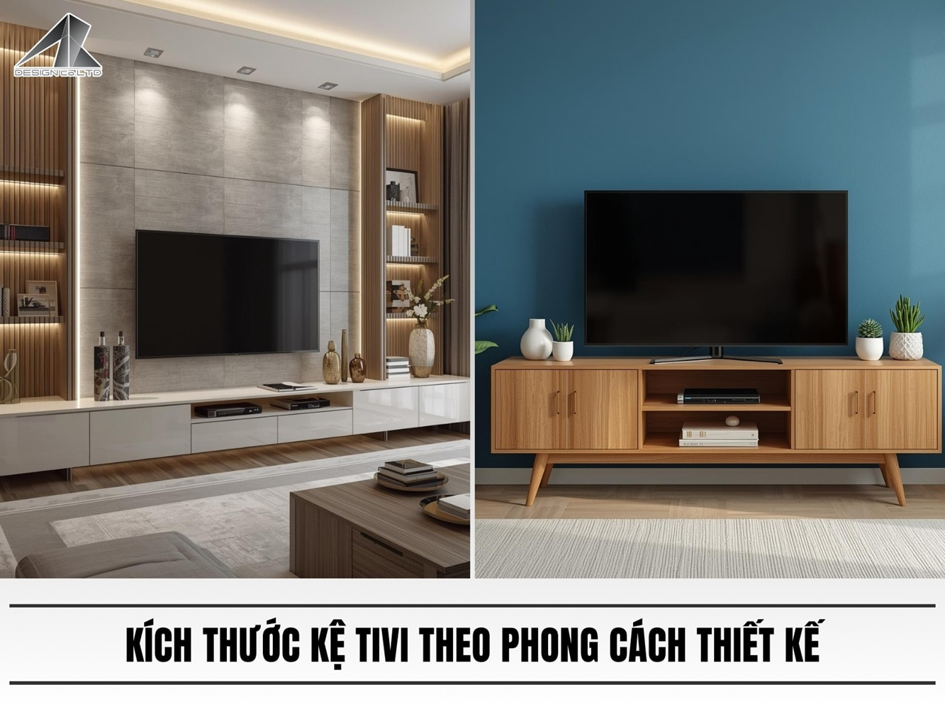 Kích thước kệ tivi theo phong cách thiết kế