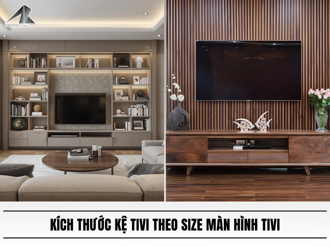 Kích thước kệ tivi theo size màn hình tivi