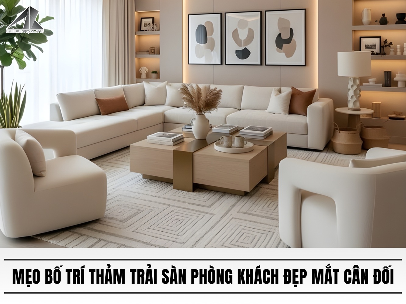 Mẹo bố trí thảm trải sàn phòng khách đẹp mắt cân đối
