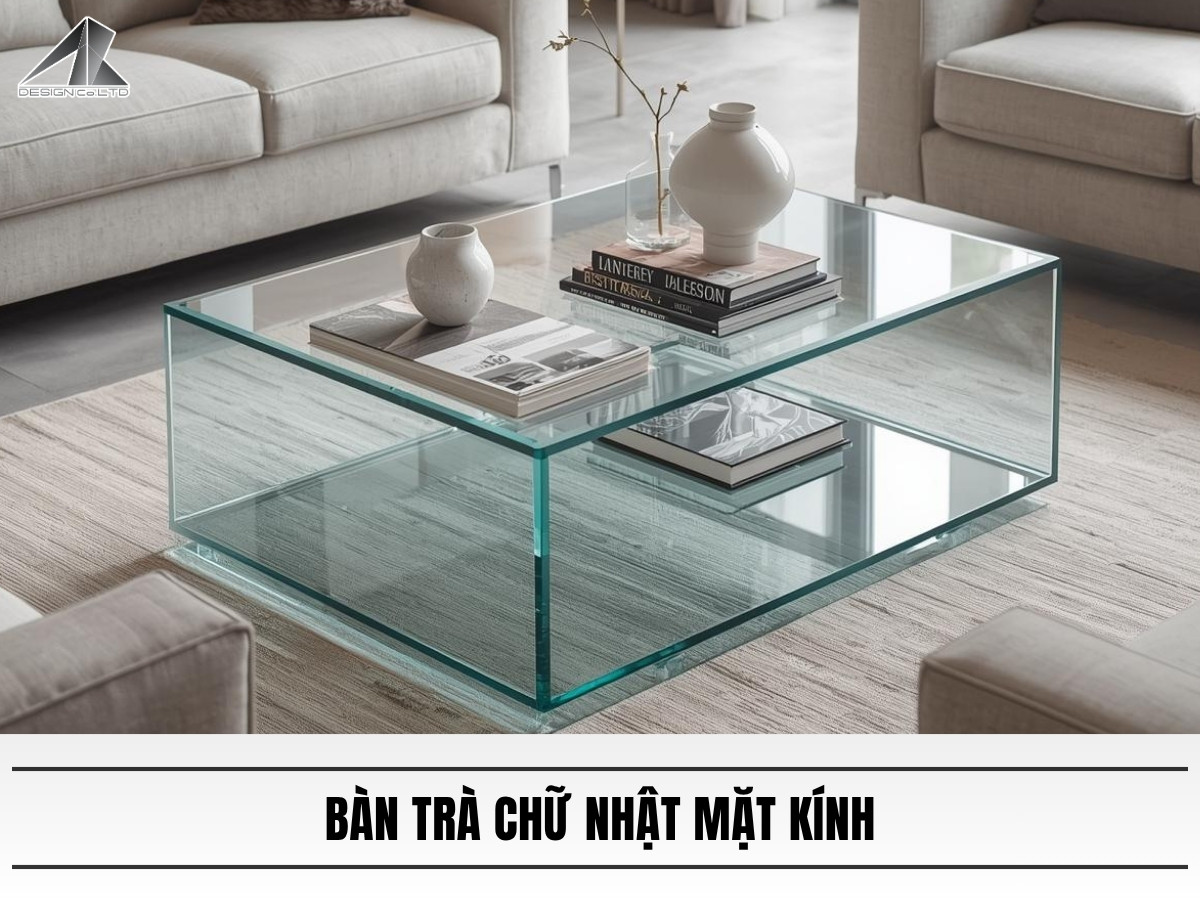 Bàn trà chữ nhật mặt kính