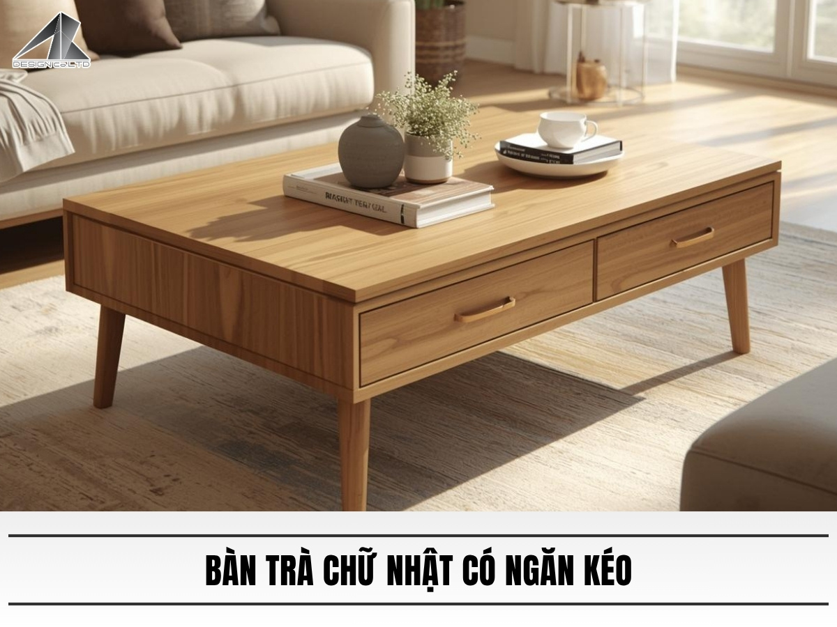 Bàn trà chữ nhật có ngăn kéo