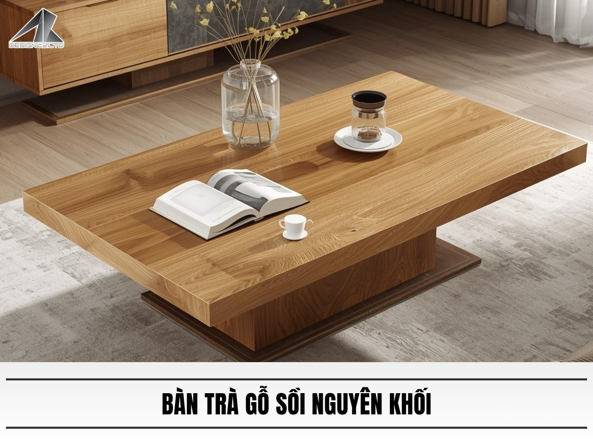 Bàn trà gỗ sồi nguyên khối