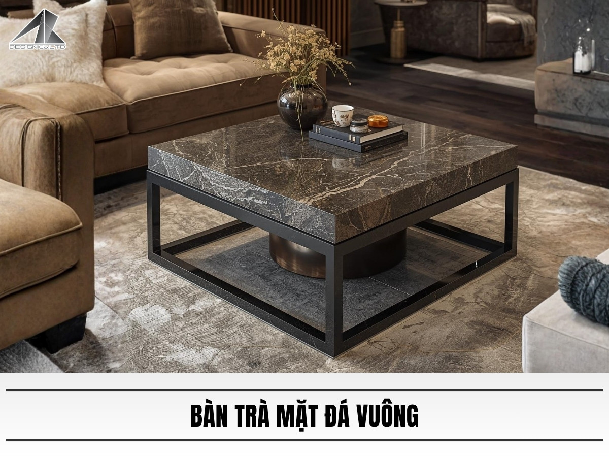 Bàn trà mặt đá vuông