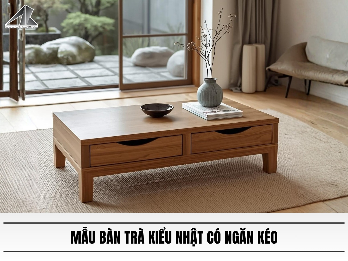 Mẫu bàn trà kiểu Nhật có ngăn kéo