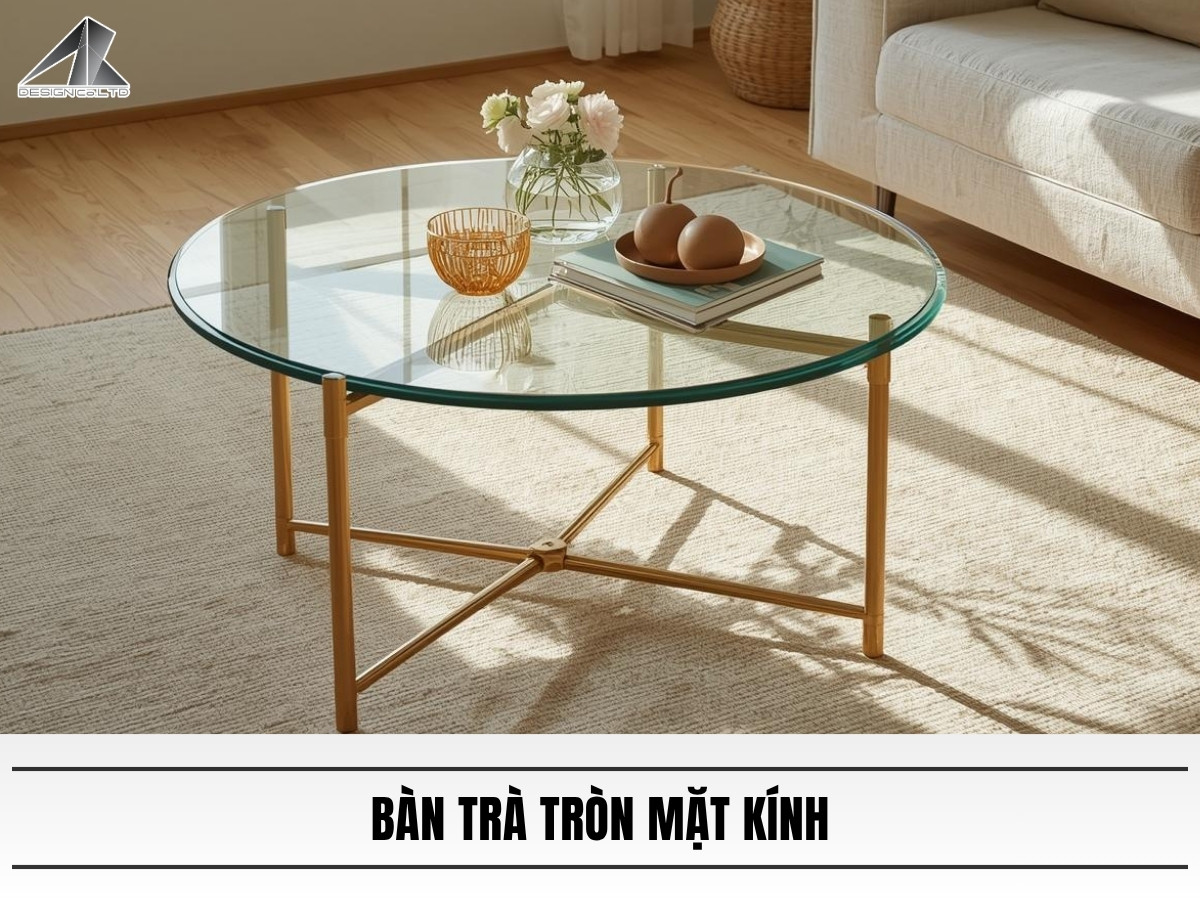 Bàn trà tròn mặt kính