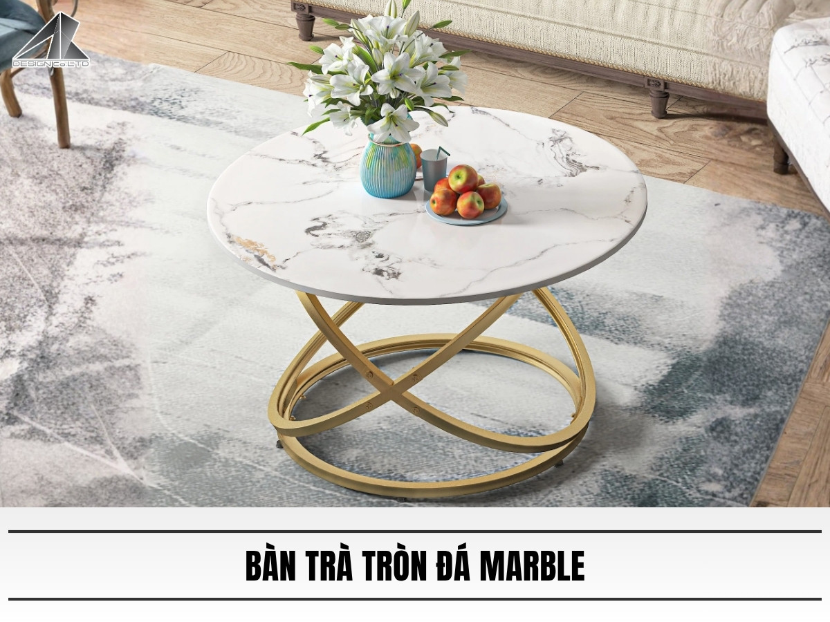 Bàn trà tròn đá marble
