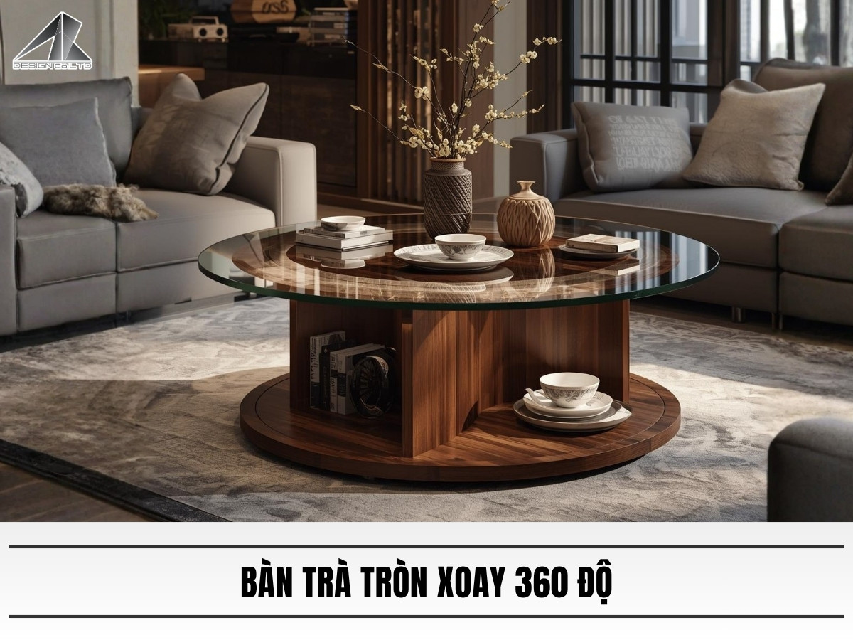 Bàn trà tròn xoay 360 độ