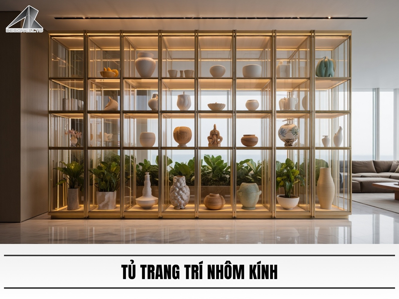 Tủ trang trí nhôm kính