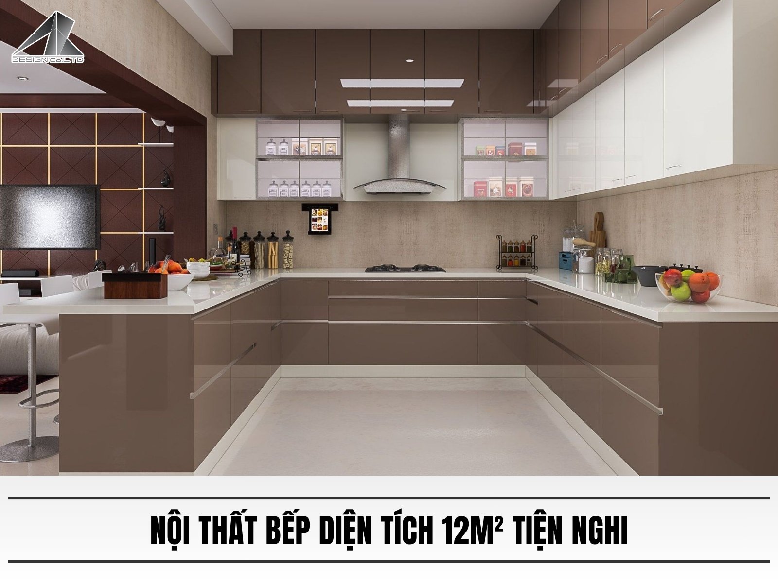 Nội thất bếp diện tích 12m² tiện nghi