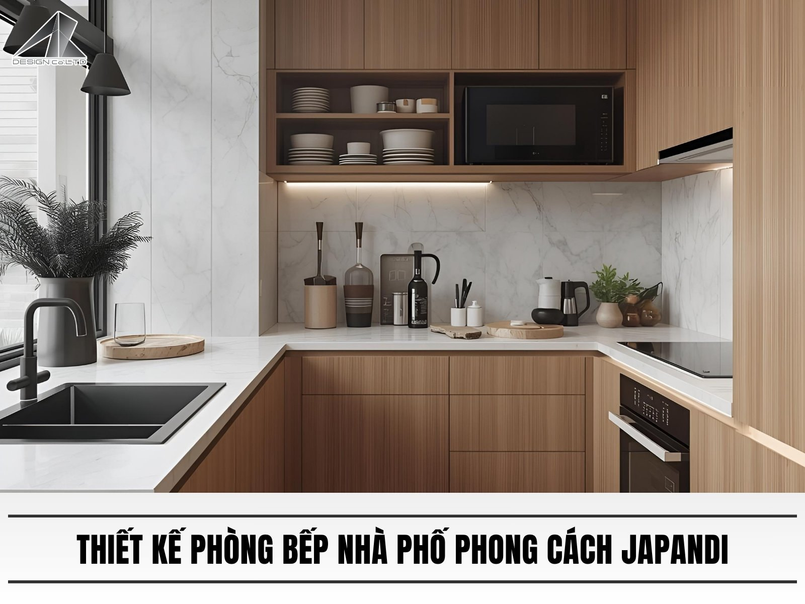 Thiết kế phòng bếp nhà phố phong cách Japandi