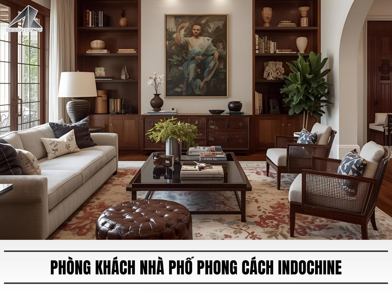 Trang tri phong khach nha pho phong cach Indochine