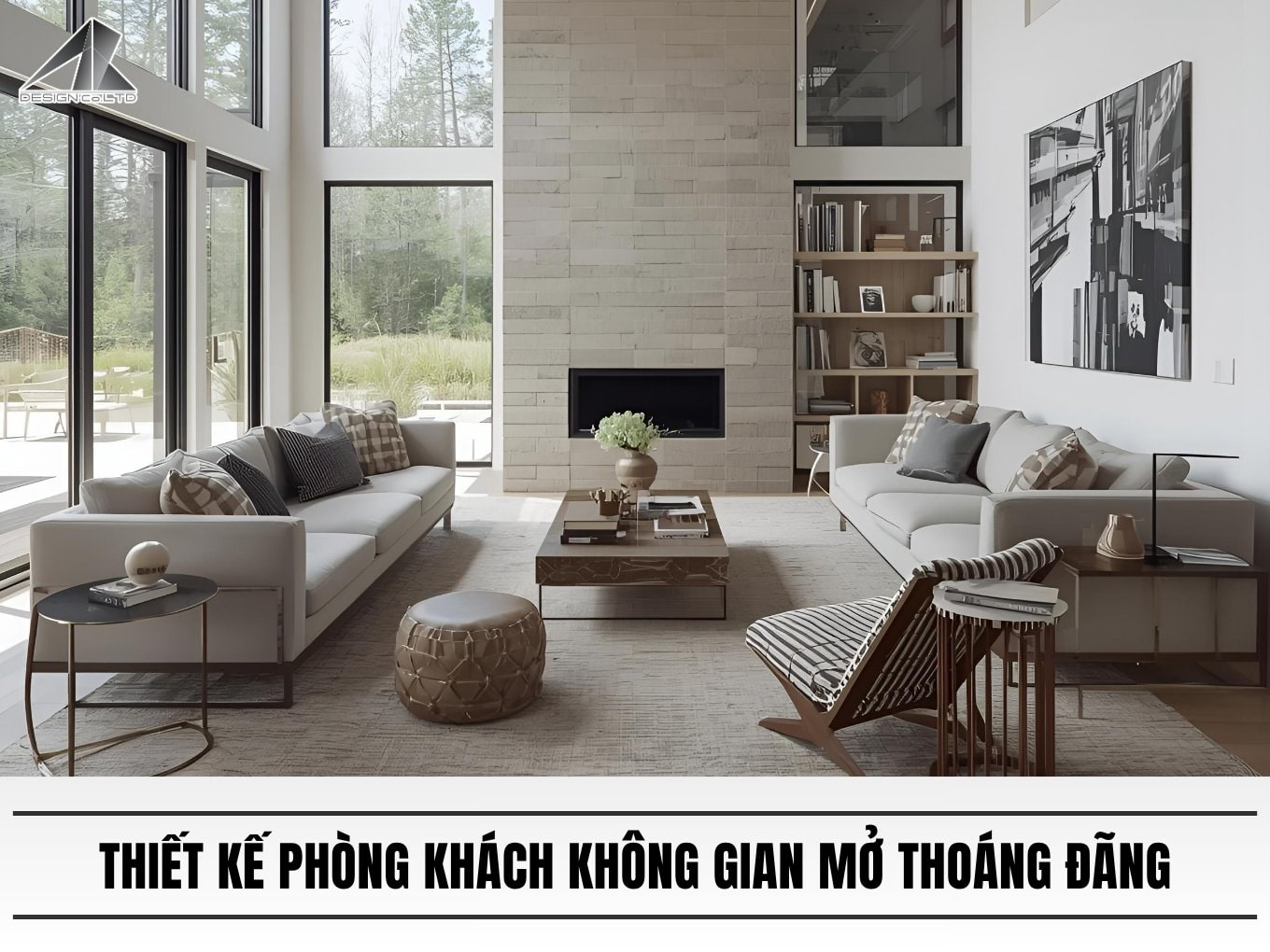 Thiet ke phong khach khong gian mo thoang dang