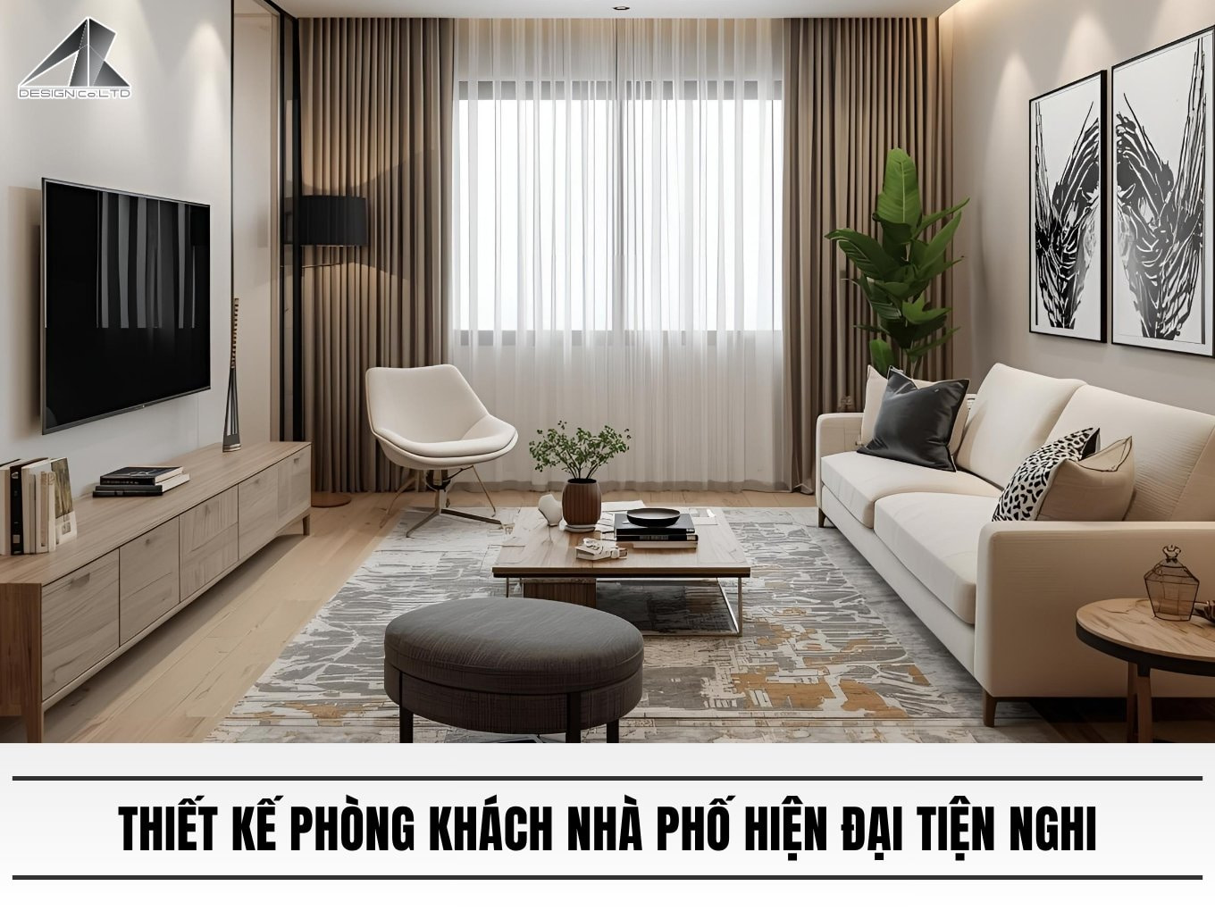 Thiet ke phong khach nha pho hien dai tien nghi