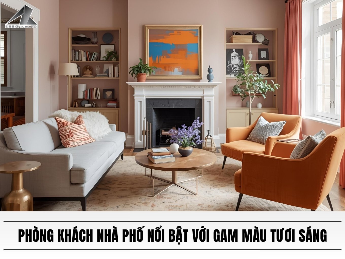 Thiet ke phong khach nha pho noi bat voi gam mau tuoi sang