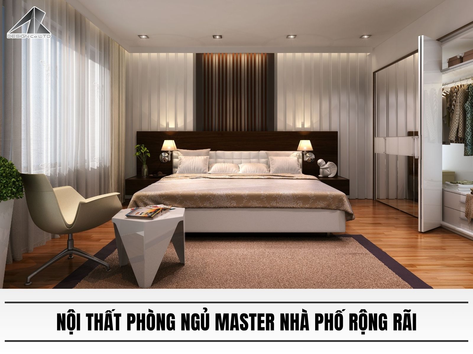 Nội thất phòng ngủ master nhà phố rộng rãi