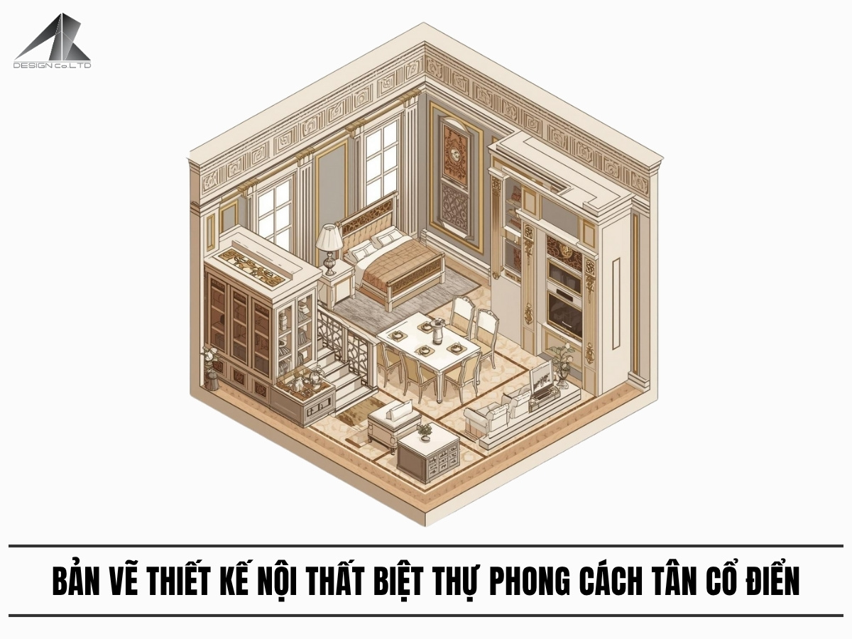 bản vẽ thiết kế nội thất biệt thự​ tân cổ điển