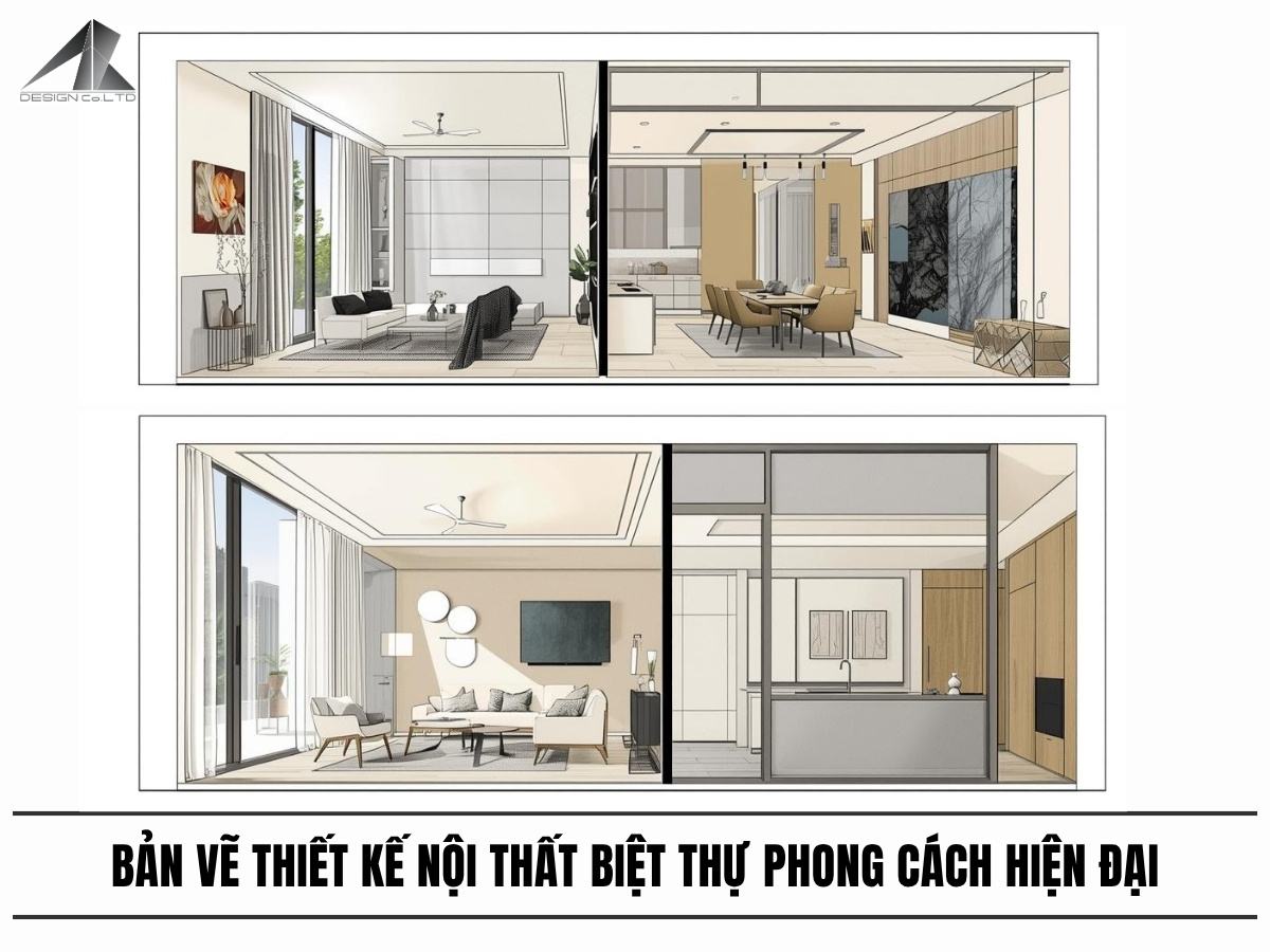 bản vẽ thiết kế nội thất biệt thự​ hiện đại