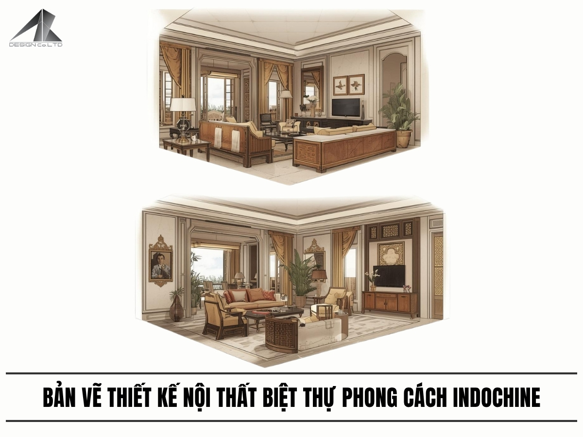 bản vẽ thiết kế nội thất biệt thự​ indochine