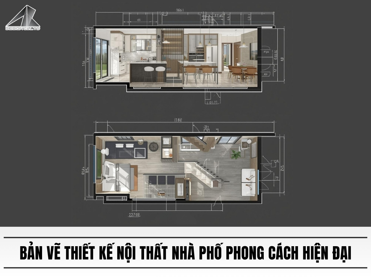 bản vẽ thiết kế nội thất nhà phố hiện đại
