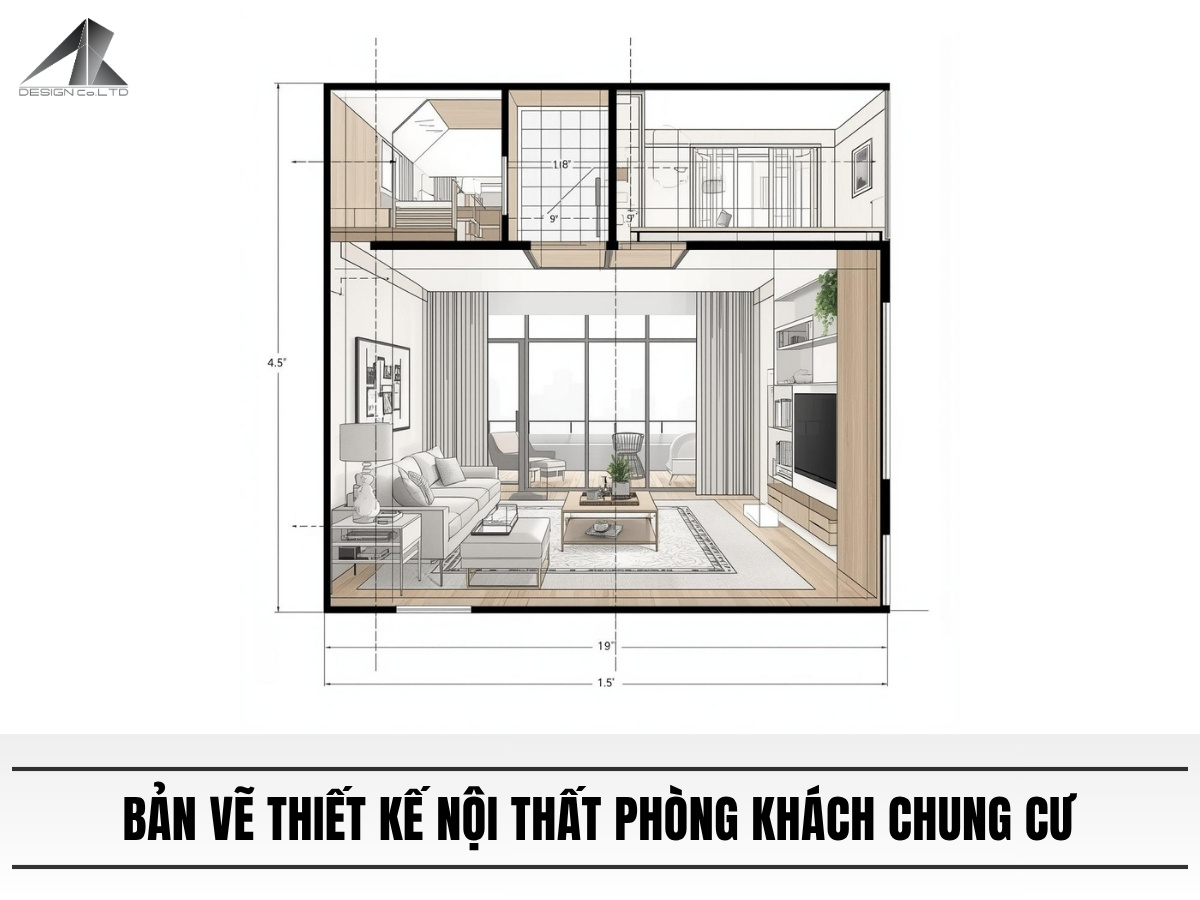 bản vẽ thiết kế nội thất phòng khách​ chung cư