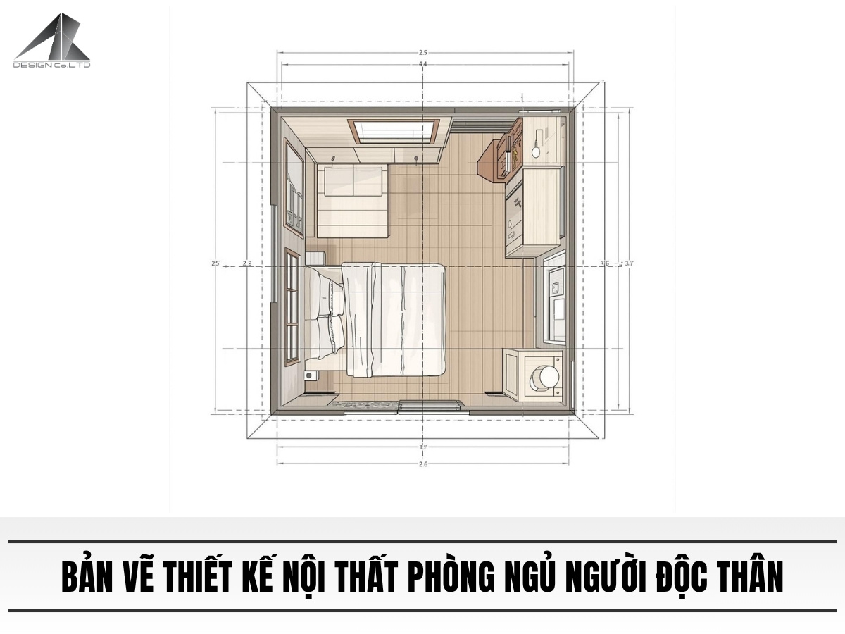bản vẽ thiết kế nội thất phòng ngủ​ cho người độc thân