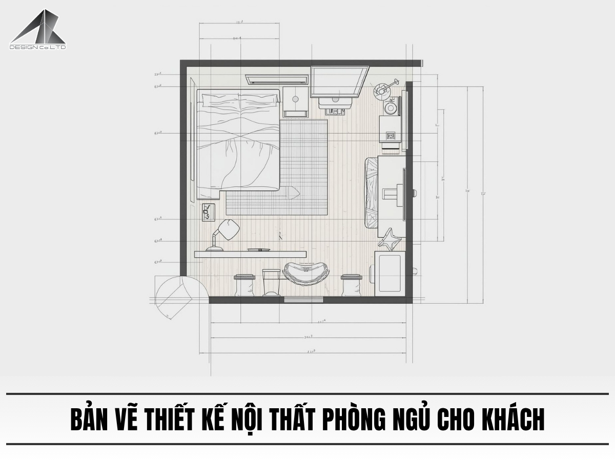 bản vẽ thiết kế nội thất phòng ngủ​ cho khách