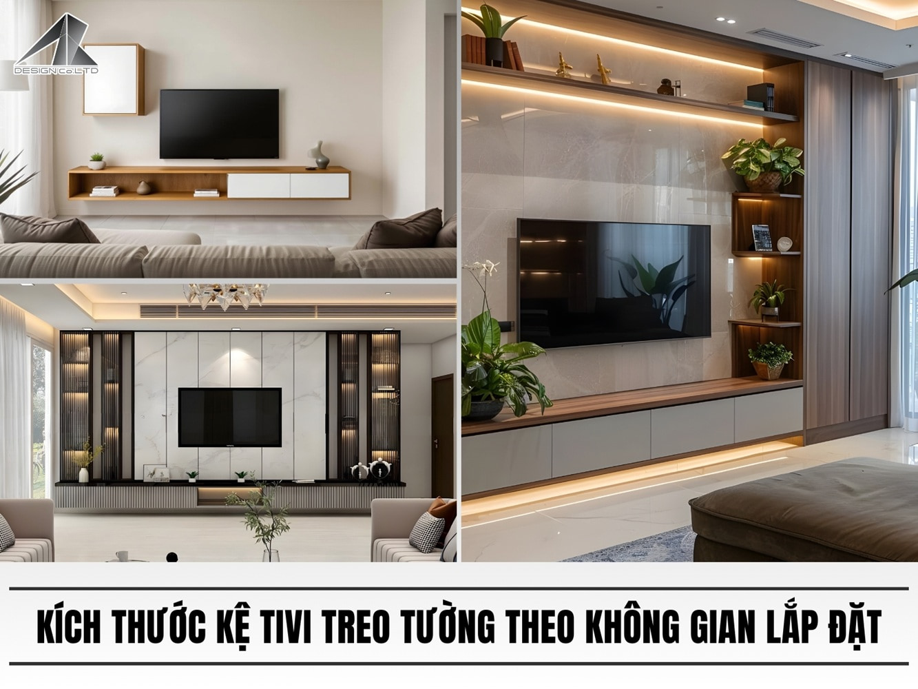 Kích thước kệ tivi treo tường theo không gian lắp đặt
