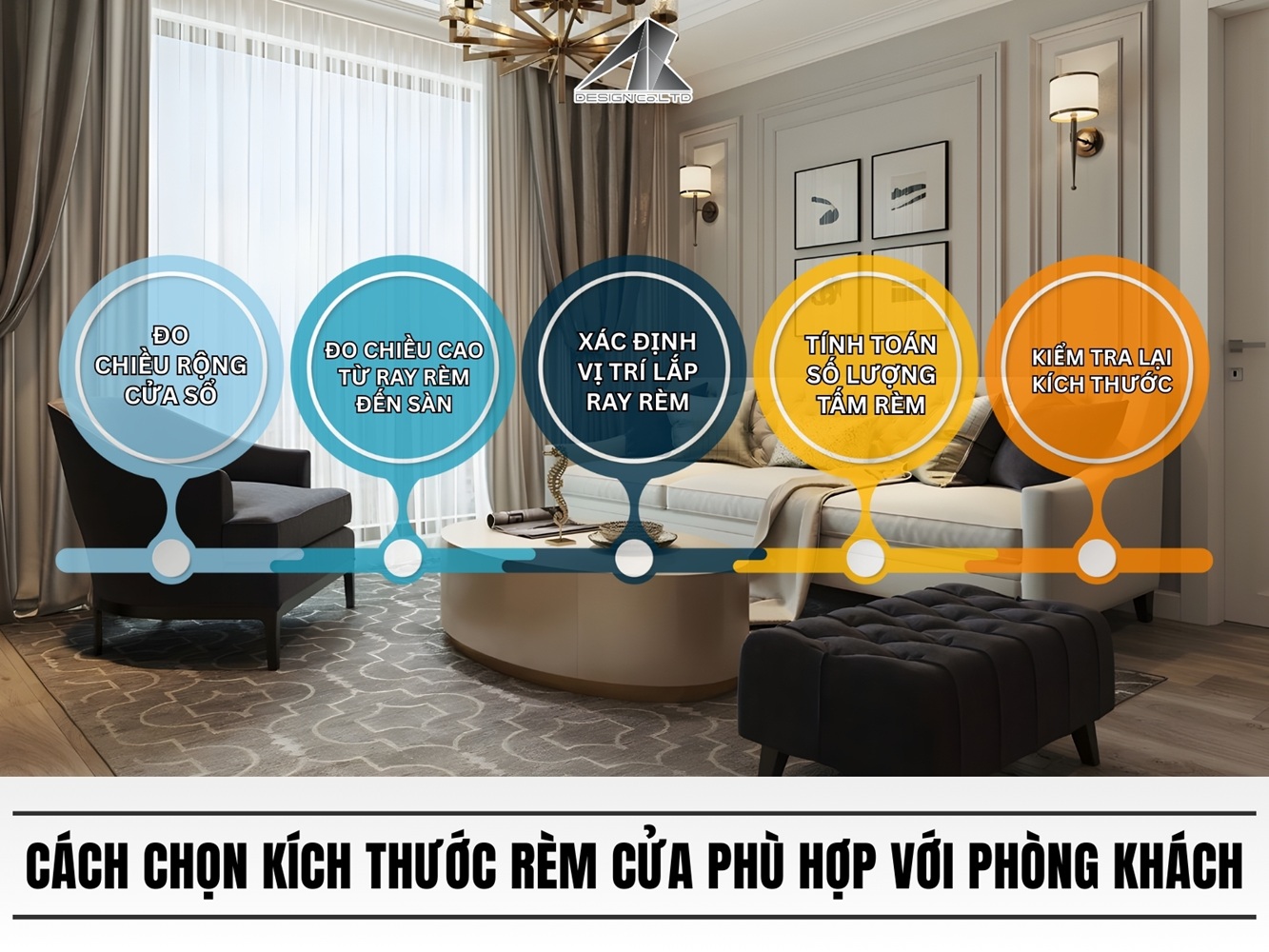 Cách chọn kích thước rèm cửa phù hợp với phòng khách