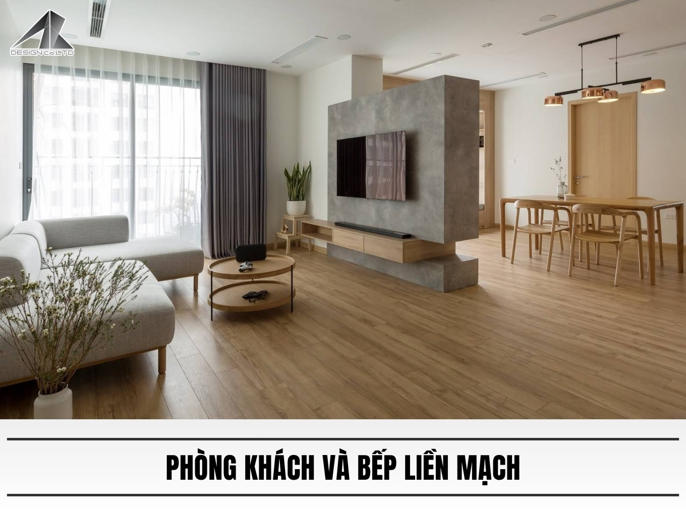 Phong khach va bep lien mach