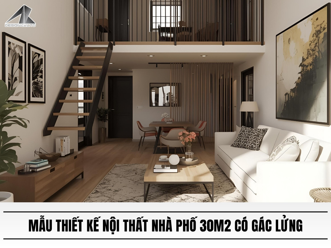 Mau thiet ke noi that nha pho 30m2 co gac lung