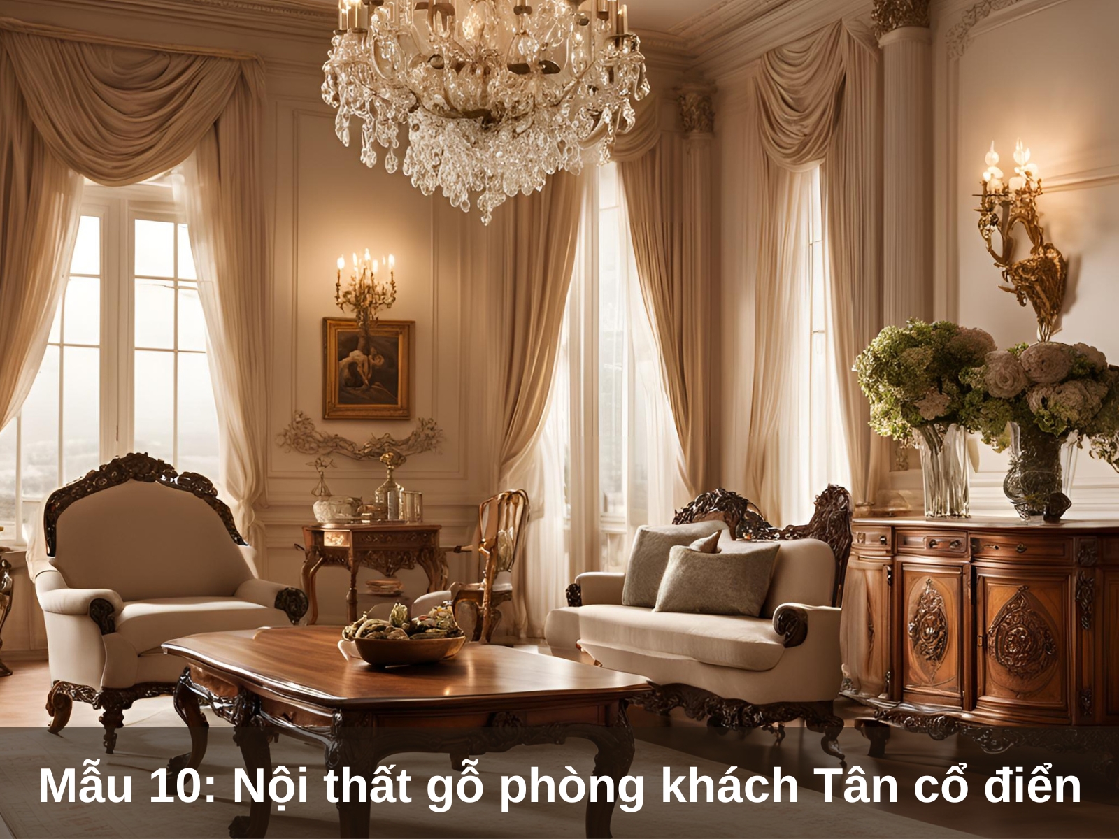 Mau 10 Noi that go cho phong khach phong cach Tan co dien