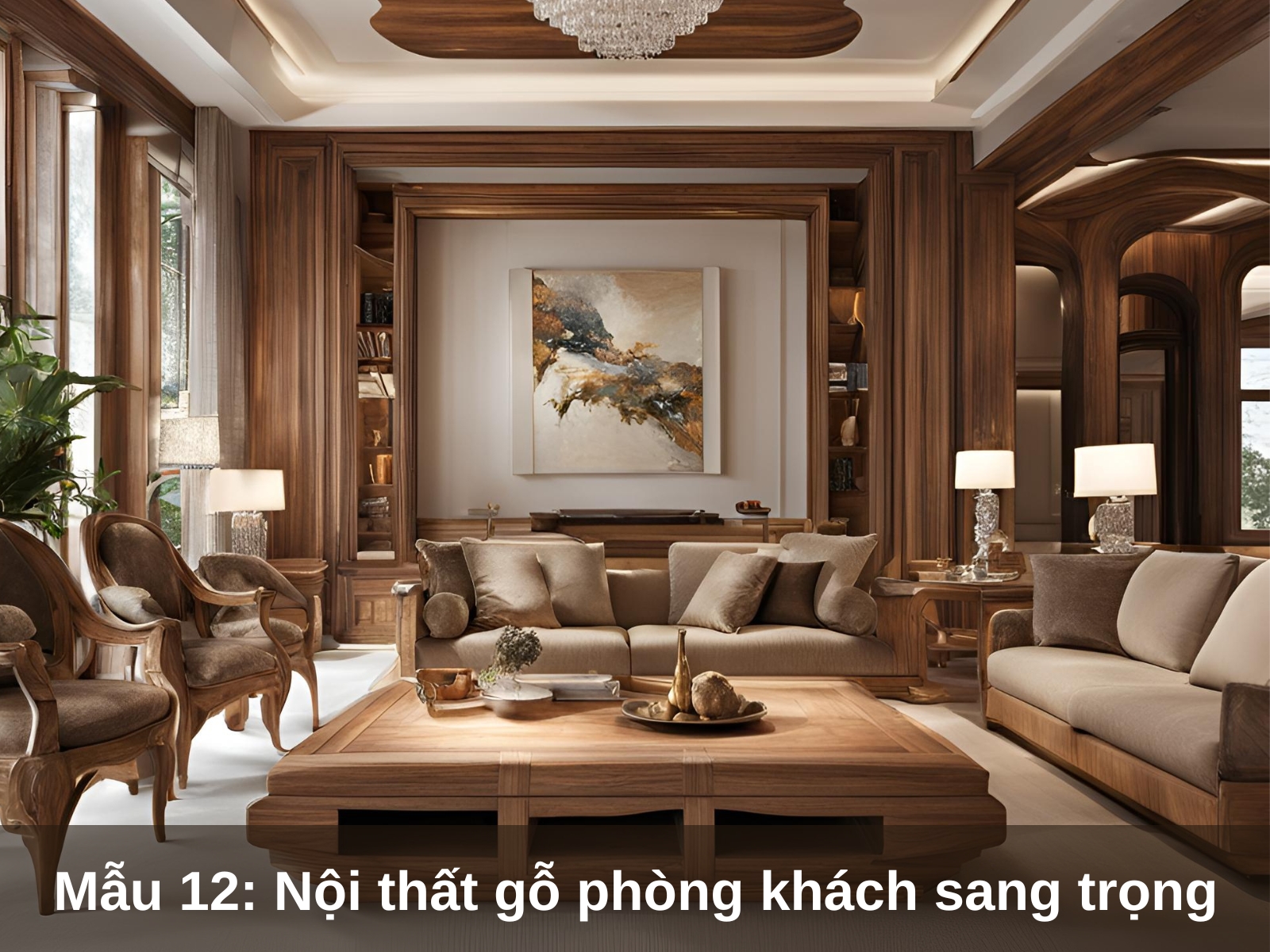 Mau 12 Noi that go cho phong khach phong cach sang trong