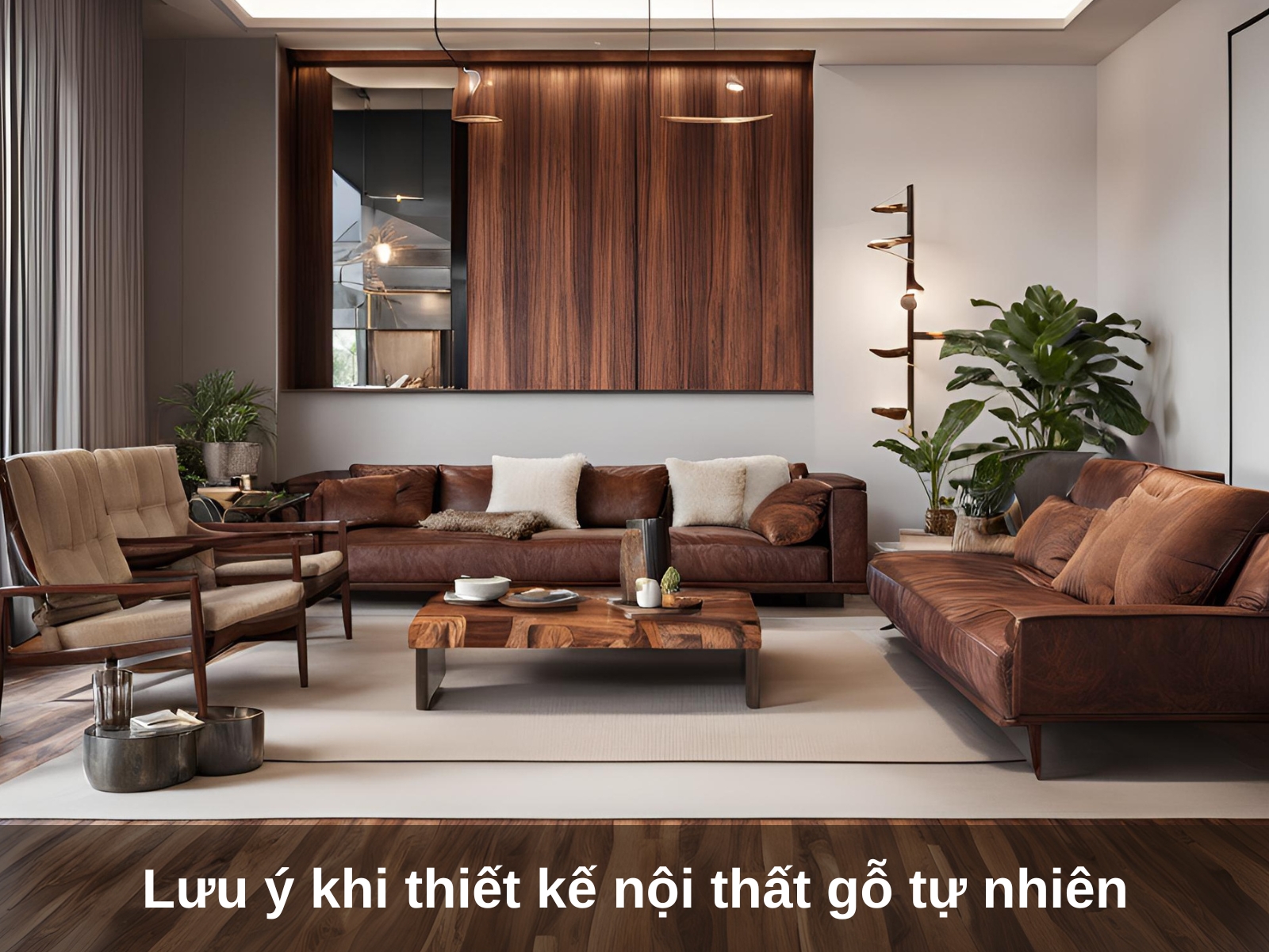 Luu y quan trong khi thiet ke noi that go tu nhien cho phong khach