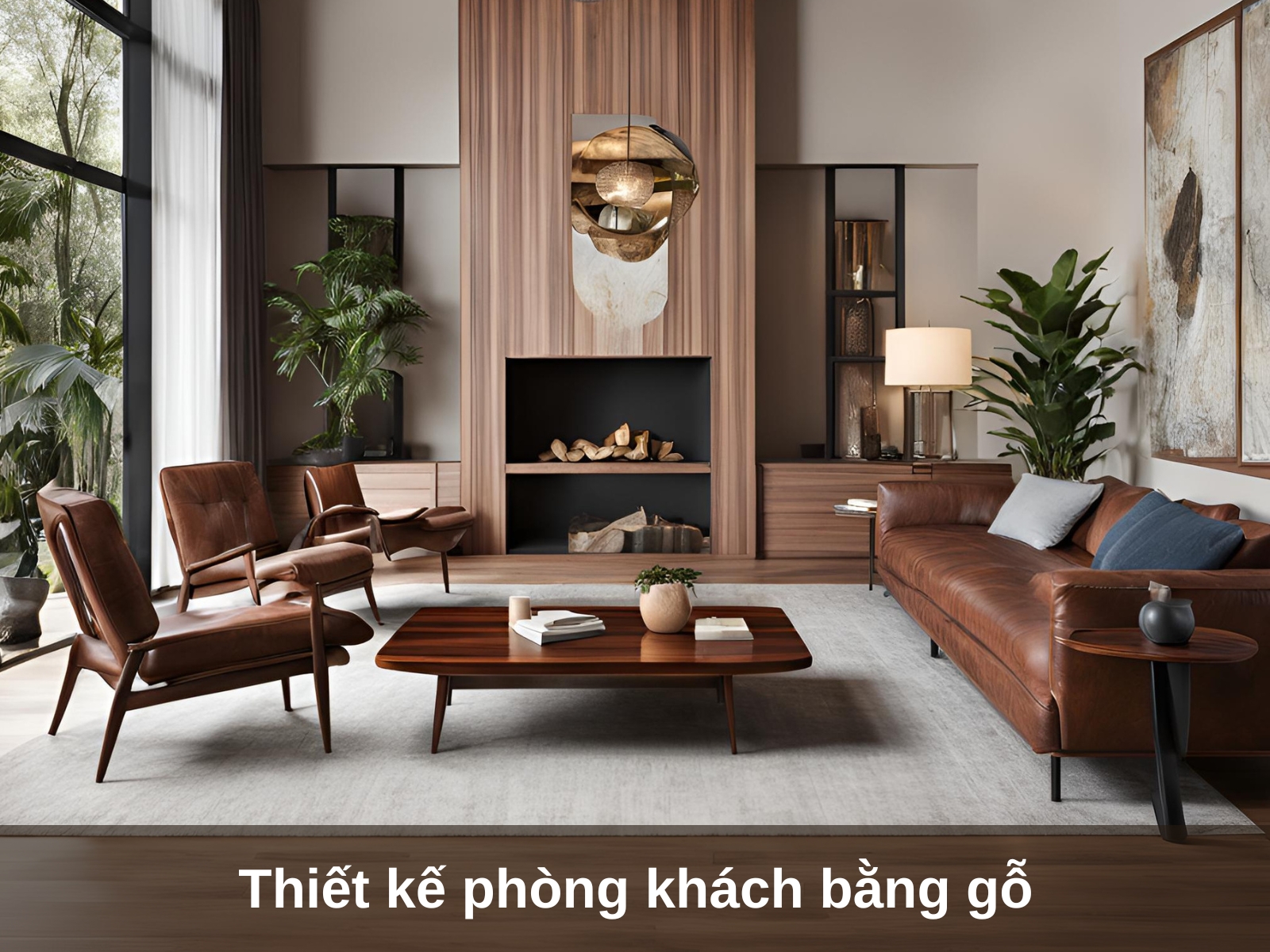 Cong ty thiet ke thi cong phong khach bang go chuyen nghiep tai TPHCM